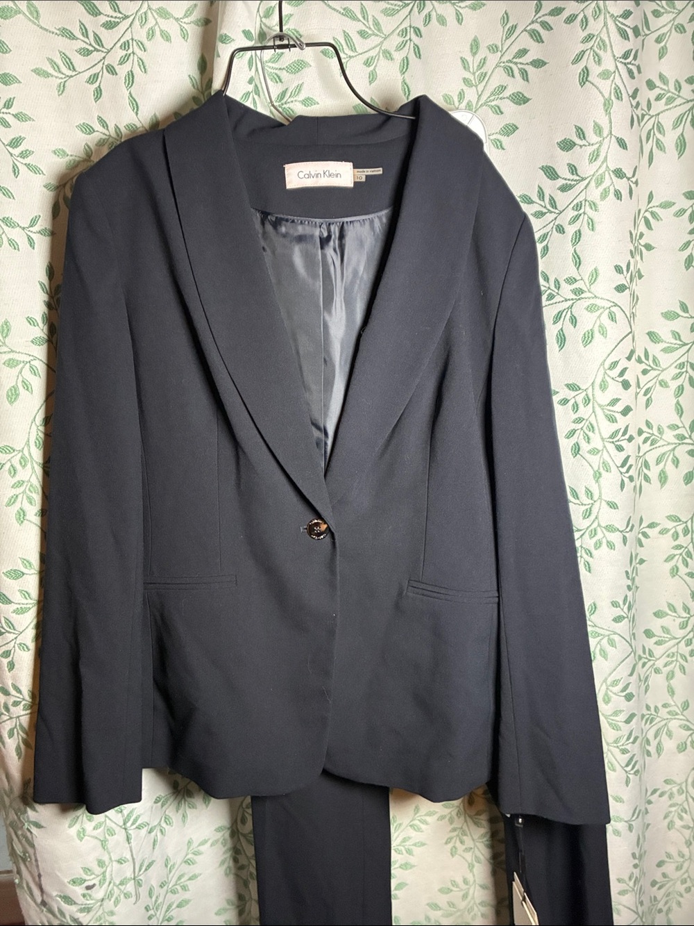 Calvin Klein Women's Navy Single-Button Shawl Collar Blazer